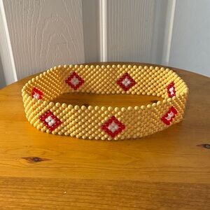 Nigerian Men’s Beaded Yellow and Red Crown